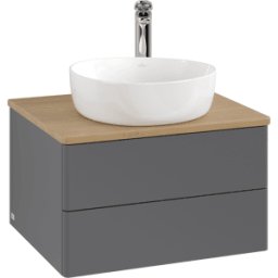 Villeroy und Boch Meuble vasque Villeroy & Boch Antao K18051GK 60 x 36 x 50 cm, percé pour robinetterie, plan vasque couleur chêne miel, laque anthracite mate