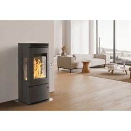 SUPRA Poêle à bois double combustion en acier Talma Tri-Vision – 9,1 kW