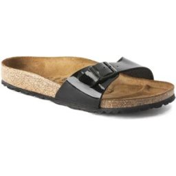 Birkenstock Sandales étroites Madrid Birko-flor Enameled Black EU 38 Homme,Femme