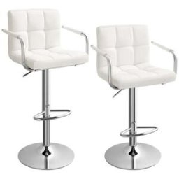 SONGMICS 2 Tabouret de bar rotatif réglable en hauteur, Blanc