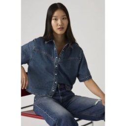 Levi's Chemise Denim Manche Courte Logan - Femme - Bleu / Tencel Tinted Times - M