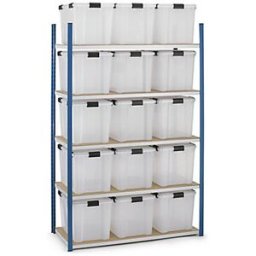 Cenpac PACK - Rayonnage avec bacs plastique de rangement hermétiques - 5 tablettes 1440 X 600 X 2000 mm - 15 BACS DE 70L