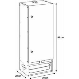 Peetz Fumoir F85 en acier aluminisé avec porte H 85 x L 39 x P 28 cm