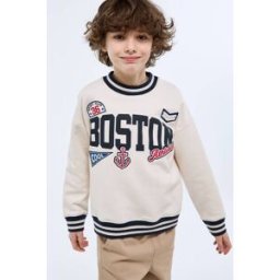 MONOPRIX Sweat imprimé et avec badges en coton 3 ans