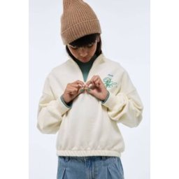MONOPRIX Sweat brodé et à col zippé en coton 14 ans