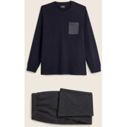 MONOPRIX Pyjama T-shirt manches longues et pantalon en jersey de coton BIO GOTS S