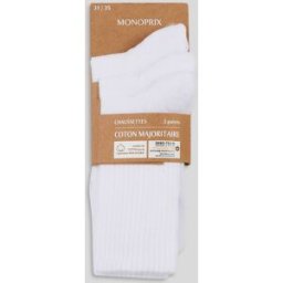 MONOPRIX Lot de 3 paires de chaussettes sport contenant du coton BIO 27-30