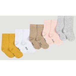 BOUT'CHOU Lot de 5 paires de chaussettes unies contenant du coton BIO 23-26