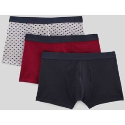 MONOPRIX Lot de 3 caleçons à rayures & à pois en coton BIO GOTS XXL