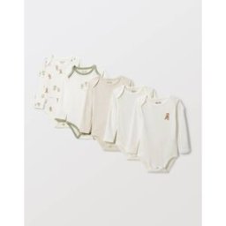 BOUT'CHOU Lot de 5 bodies manches longues imprimé en coton BIO GOTS 12 mois
