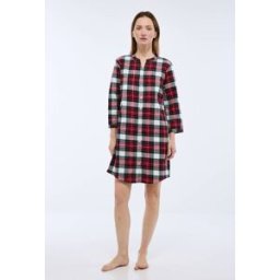 MONOPRIX Chemise de nuit à carreaux en flanelle 100% coton BIO S