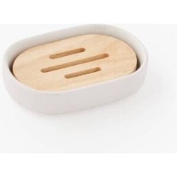 Monoprix Maison Porte savon en céramique et bois, 2,6x12,7x8,7cm Unique