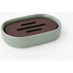 MONOPRIX Porte savon en céramique et bois, 2,6x12,7x8,7cm Unique