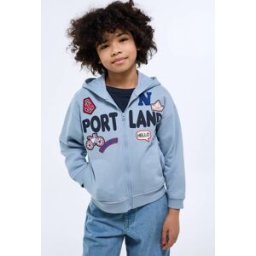 MONOPRIX Sweat à capuche imprimé et avec badges en coton 12 ans