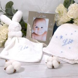 ANVIE Doudou plat lapin bleu (personnalisable)
