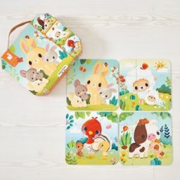 Janod Malette de 4 petits puzzles Animaux de la ferme (6 à 16 pièces)