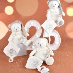 Doudou et Compagnie Peluche attache-sucette Ours Pantin Argent (20 cm)