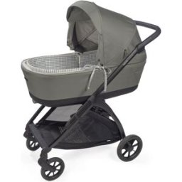 Walking Mum Housse de nacelle avec tiges et drap housse pour nacelle Praliné Vichy Rayures Matcha