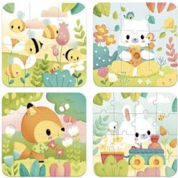 Janod Malette de 4 petits puzzles (6 à 16 pièces)