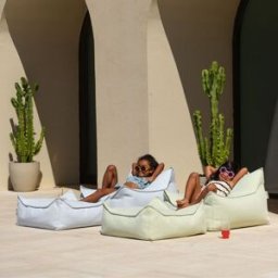 Wigiwama Pouf Ottoman Square Azure Outdoor