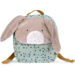 Moulin Roty Sac à dos lapin sauge Trois petits lapins (personnalisable)