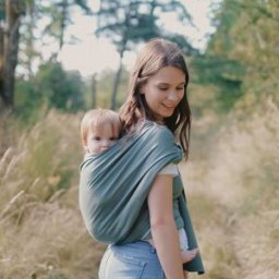 NéoBulle Echarpe de portage tissée en coton bio vert eucalyptus (4,60 m)