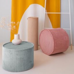 Wigiwama Pouf Pink Mousse velours côtelé