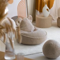 Wigiwama Pouf ours et repose-pieds Biscuit molletonné