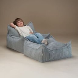 Wigiwama Fauteuil pouf et repose-pieds Peppermint Green velours côtelé
