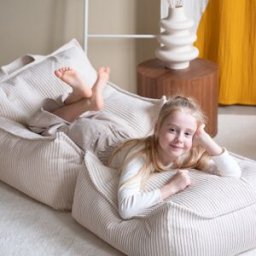 Wigiwama Fauteuil pouf et repose-pieds Marshmallow velours côtelé