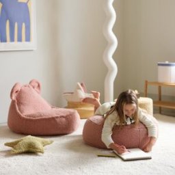 Wigiwama Pouf Ottoman Guava Pink molletonné