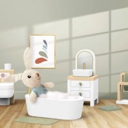 Speedy Monkey Salle de bain pour maison de poupée avec lapin