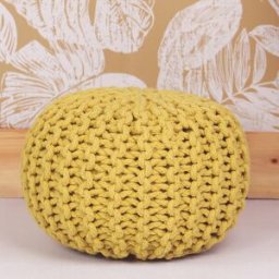 Nattiot Pouf enfant tricoté Lili jaune oeuf (30 x 20 cm)