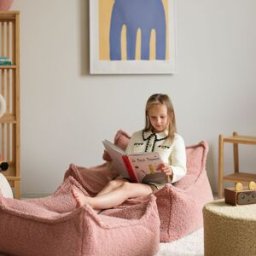 Wigiwama Fauteuil pouf et repose-pieds Guava molletonné
