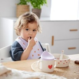 Lässig Lot de 5 bavoirs éponge Happy Rascals Coeur lavande
