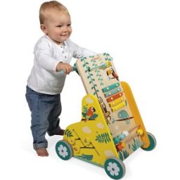 Janod Chariot de marche multi-activités en bois Tropik