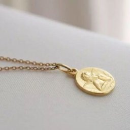 Petits trésors Collier chaîne médaille Ange Raphaël personnalisable (plaqué or)