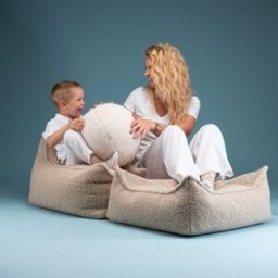 Wigiwama Fauteuil pouf et repose-pieds Biscuit molletonné