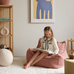 Wigiwama Fauteuil pouf Guava Pink molletonné