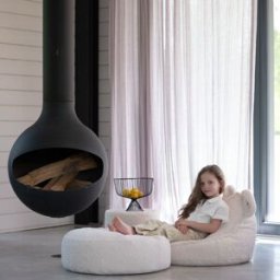 Wigiwama Pouf ours et repose-pieds Cream White molletonné