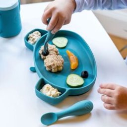 TUM TUM Set repas en silicone Ourson Bleu (4 pièces)