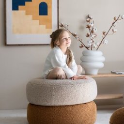 Wigiwama Pouf Ottoman Biscuit molletonné
