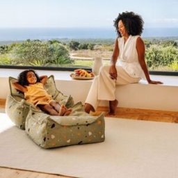Wigiwama Pouf Ottoman Square Terrazzo Moss