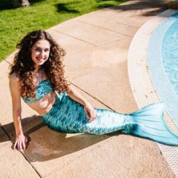 Kuaki Mermaids Ensemble 3 pièces queue de sirène turquoise (taille XS - 8 ans)