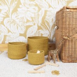Nattiot Lot de 3 paniers de rangement Ilse miel