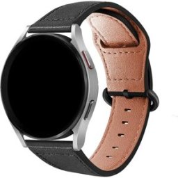 INF Bracelet de Montre en Cuir Véritable - Noir - 22mm