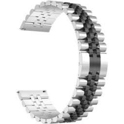 INF Bracelet de montre universel en métal pour Huawei/Samsung 20 mm Argent + Noir