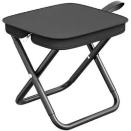INF Tabouret de camping pliant portable - Alliage d'aluminium et siège polyester, chaise de voyage légère pour camping, pêche Le noir