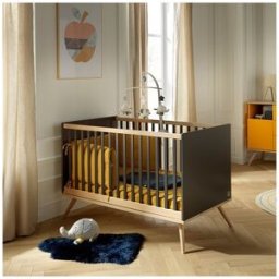 Sauthon Lit bébé évolutif 140x70 Boréale Gris Volcan