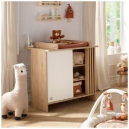 Sauthon Pack Commode 1 porte Blanche 3 niches et Plan à langer Tokyo